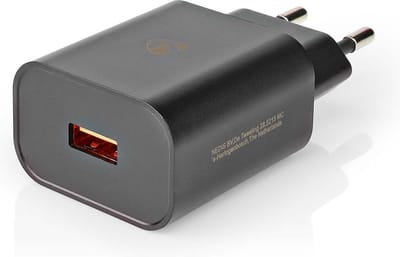 Nedis Oplader - 18 W - 1.5 / 2.0 / 3.0 A - Outputs: 1 - USB-A - Geen Kabel Inbegrepen - Automatische Voltage Selectie - Zwart