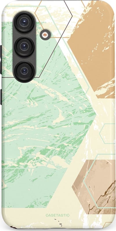 Casetastic hoesje geschikt voor Samsung Galaxy S25 - Dubbellaagse bescherming - Vlaklicht - Fashion Case - Crème Mintgroen Wit Lichtgrijs