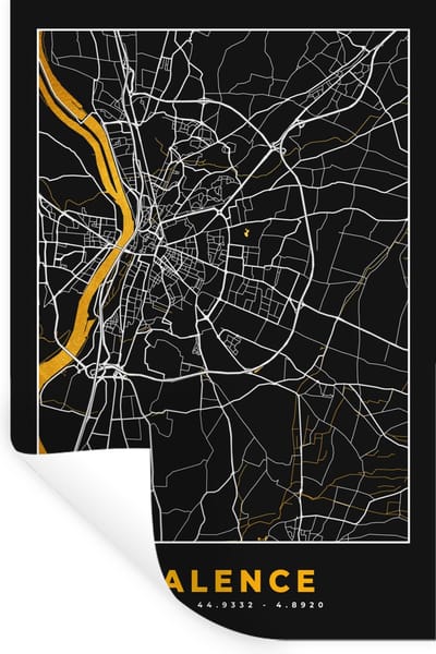 Muurstickers - Sticker Folie - Plattegrond – Kaart – Stadskaart – Frankrijk – Valence - 20x30 cm - Plakfolie - Muurstickers Kinderkamer - Zelfklevend Behang - Zelfklevend behangpapier - Stickerfolie