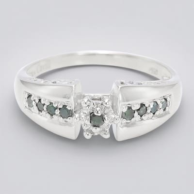 Cavill - Zilveren Ring - 925 Sterling Zilver Geplatineerd - Fancy Diamant 0,04 ct & 8 Briljant Diamanten 0,16 ct - Modern Elegant - Maat 17