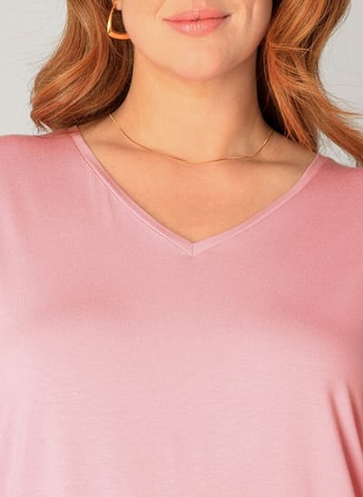 BASE LEVEL CURVY Alba T-Shirts - Soft Pink - maat X-0(44)
