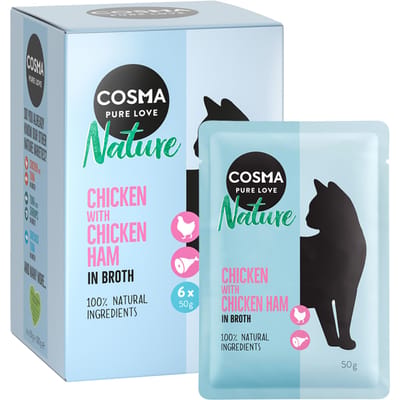 36x50g Nature Maaltijdzakjes Kip & Kippenham Cosma Kattenvoer