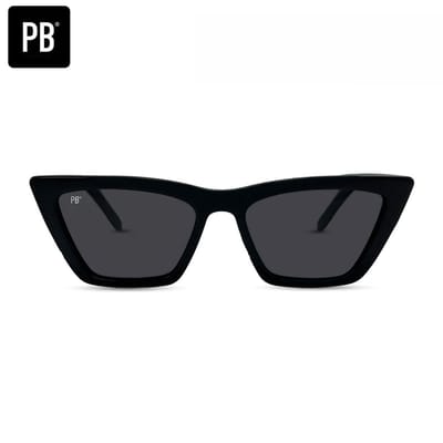 PB Sunglasses - Vienna Black Cat Eye - Zonnebril dames - UV-400 & gepolariseerde lenzen - Stevig Acetaat frame - Zwarte zonnebril - Vrouwen zonnebril