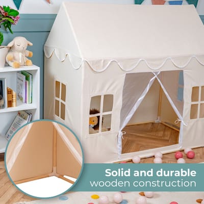KiddyMoon Speelhuis Kindertent Met 300 Ballen Voor Kinderen Kinderhuis Opvouwbaar Ontwerp KiddyMoon Speeltent Indoor Creativiteit Kindertent Voor Binnen En Buiten Kinderkamer, Natuurlijke Kleur:Pastel Beige/Pastelgeel/Wit/Mint/Poederroze