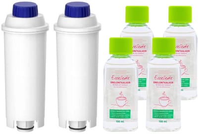 2x Eccellente Waterfilters + 4x Snelontkalker voor Delonghi - 4 maanden onderhoudspakket - waterfilters voor Magnifica en Dinamica