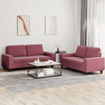 vidaXL - 2-delige - Loungeset - stof - wijnrood