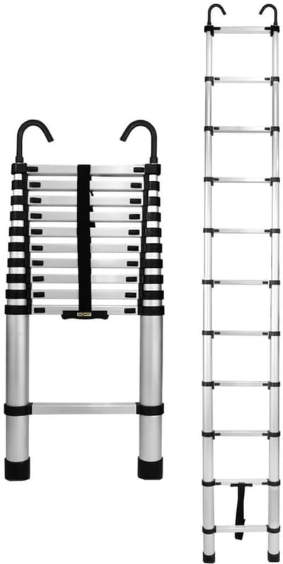 MMP® Telescopische Ladder - Telescopische Vouwladder - Uitschuifbare ladder - 125 kg Capaciteit - 3,2m - Zilver - 47cm x 8cm x 320cm