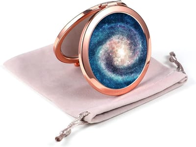 Compacte spiegel - Make-up spiegel zakspiegel - Make-up aanbrengen - Dubbelzijdig met vergroting - 7x7x1 cm - Roségoud