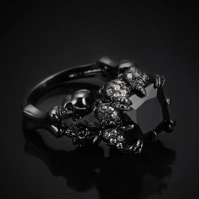 Punk Schedel Retro Gotische Stijl Voor Vrouwen Mannen Halloween Zwarte Zirkonia Sieraden Ringen 9