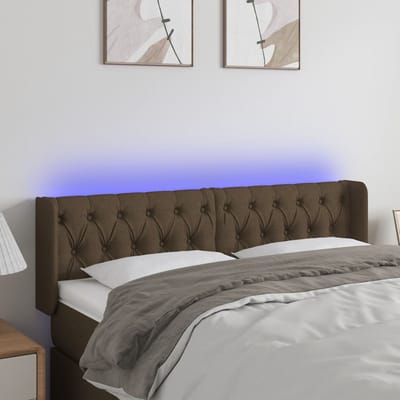 vidaXL - Hoofdbord - LED - 147x16x78/88 - cm - stof - donkerbruin
