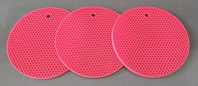Pannen onderzetter -  Rood - 17.5cm - 3Stuks - Rond
