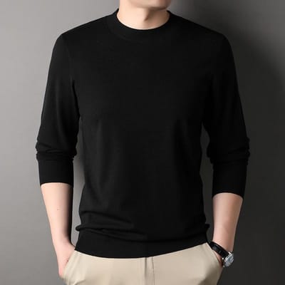 Dunne Herfst- en Winter Heren Halfhoge Col Trui Inclusief Jong en Middelbare Leeftijd Onderhemd voor Heren 4XL black