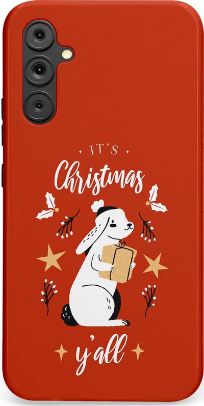 Casetastic hoesje geschikt voor Samsung Galaxy A34 (2023) 5G - Dubbellaagse bescherming - Kerst Konijntje Flappie - Fashion Case - Terracotta