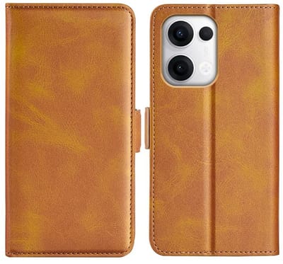 MobyDefend Hoesje - Geschikt voor Oppo Reno13 - Luxe Wallet Book Case (Sluiting Zijkant) - Lichtbruin