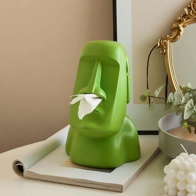 Moai Statue en Pierre Île Portrait Distributeur Boîte à Mouchoirs Rangement de Serviettes Organisateur Bouche Accessoires de Cuisine Choses Utiles Décor