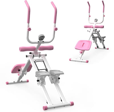Stepper - 2-in-1 Buikspiertrainer - Inklapbaar Multifunctioneel Full Body Apparaat - Wit-Roze