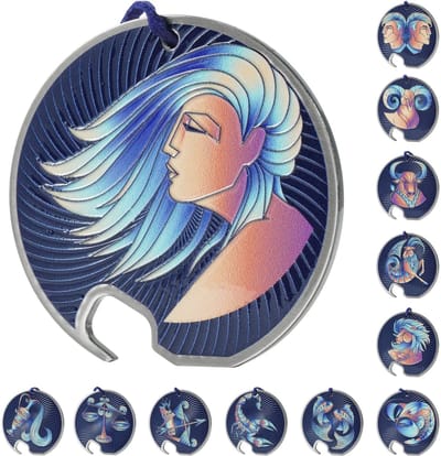 KADAX Zodiak Flesopener, roestvrij staal, sterrenbeeldflesopener, met één hand opener met gat, ronde flesopener voor huis, feest, bar, soda, bruiloft (maagd)