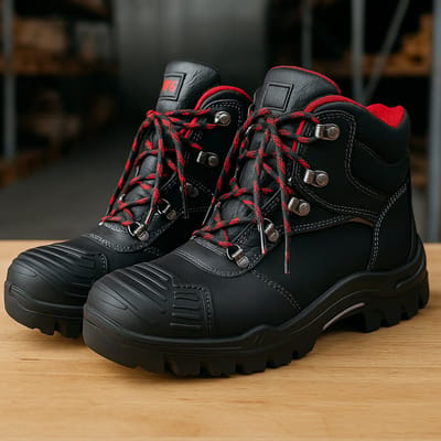 Veiligheidsschoenen MTS Vinson OV Flex Pro S3 – Metaalvrij, PU2D Zool, Waterafstotend Leer – Maat 41 – Zwart/Rood – Werkschoenen met Composiet Neus en Antiperforatiezool