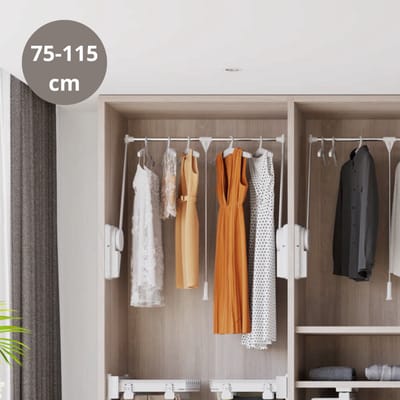 Eleganca Kledinglift - 75-115 cm - Superlift - Kledingstang Verstelbaar- Kledingroede - Garderobestang - Garderobelift - 20 kg Draagvermogen - Zilver