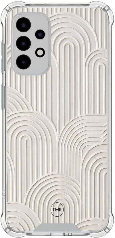 Shockproof hoesje geschikt voor Samsung Galaxy A52 5G - Sand curves - Schokbestendig - Verhoogde randen - TPU case - Extra Sterke Back Cover - Geometrisch patroon - Transparant, Beige