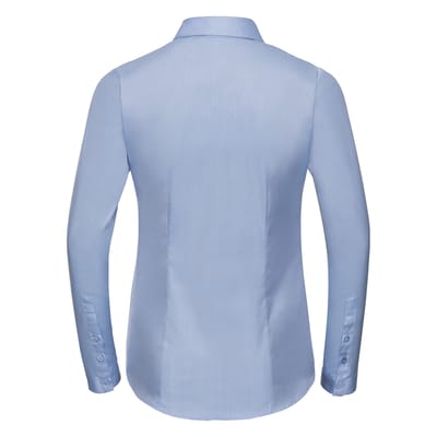 Russell Collection Shirt met lange mouwen in visgraatmotief voor dames/dames (Lichtblauw)