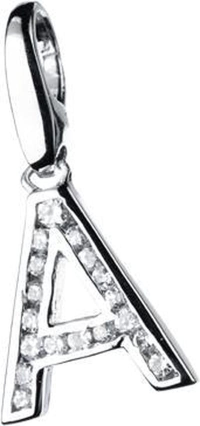 Charm | bedel | zilver | letter | A | zirkonia
