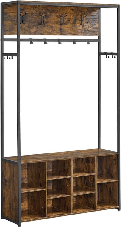 DailySupplies® Garderoberek met Kapstok - Kledingrek - Kledingstang - Bruin met Zwart