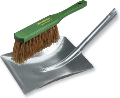 Buemag Stoffer en blik set voor buiten - zilver/groen - verzinkt metaal - hout met kokosharen