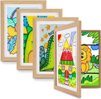 YOR® Wissellijst Kindertekening - Fotolijst - Luxe fotolijst voor kindertekeningen - Kunstlijst - Wissellijst – Tekeningen – A4 - Eik - 33cm x 25cm x 3cm