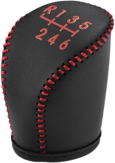 Dailygoods- Pookcover Kunstleder - Zwart/Rood - Versnellingspook Hoes - Zacht/Comfortabel - Bescherming Tegen Schade - Afmeting 6.5x5.5cm - Versnellingspookhoes