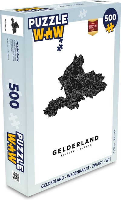 Puzzel Gelderland - Wegenkaart - Zwart - Wit - Legpuzzel - Puzzel 500 stukjes