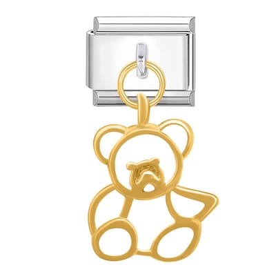 Quiges - Schakel - Bedel - 9mm - charms - Kleurrijk - Teddybeer - hanger - Geschikt voor - armband - Schakelarmband - italy bedels armband