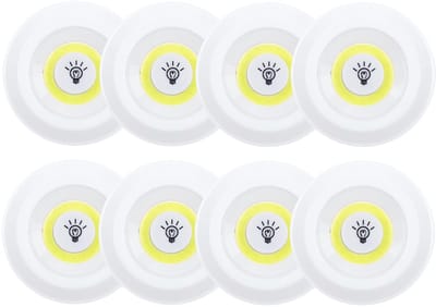 Home Deco Factory Kastlampen rond - set 8x - dimmer - LED lampen - wit - D9 cm - zelfklevend