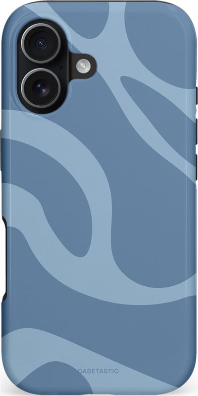Casetastic hoesje geschikt voor Apple iPhone 17 - MagSafe - Dubbellaagse bescherming - Blauwe Water Golven - Fashion Case - Grijs Lichtblauw
