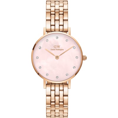 Daniel Wellington DW Watch Petite Lumine 5-Link Melrose Pink MoP 28mm Rose Gold