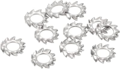 40 stuks stervergrendelingsschijven met buitentanden, M2,5 borgringen aan de buitenkant, roestvrij staal 304 voor mechanische uitrusting, zilver