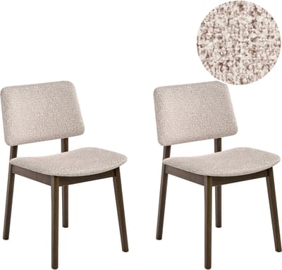 BLANE - Eetkamerstoel set van 2 - Donkerbruin/Taupe - Bouclé