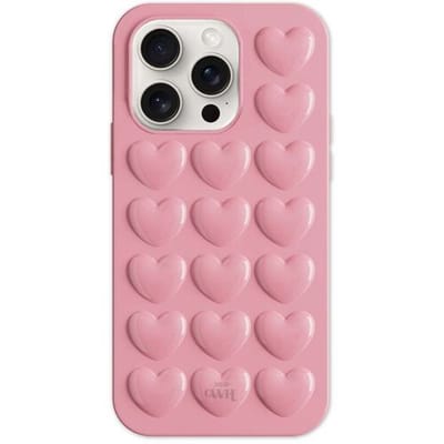 xoxo Wildhearts Heartbreaker Pink telefoonhoesje - Geschikt voor iPhone 16 Pro - Heart case - Siliconen hoesje met hartjes patroon - Case met hart - verstevigde backcover - Roze