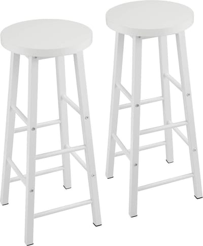 Hoge barkrukken Parijs - Zithoogte 71cm - Wit - Set van 2 - Keuken - Barstoelen - Zonder rugleuning - Hout