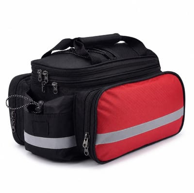 Waterdichte Fietstas Achterop Fiets – 27L Uitbreidbare Bagagedragertas – Touring Fietstas voor Lange Afstand – Met Regenhoes en Reflecterende Details – Rood – 1 Stuk