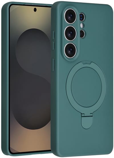 TUNIQ telefoonhoesje voor Samsung Galaxy S26 Ultra - Met ringstand en koord - Donkergroen