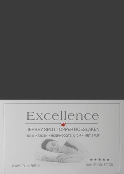 Excellence Jersey Split Topper Hoeslaken - Tweepersoons - 160x200/210 cm - Anthracite