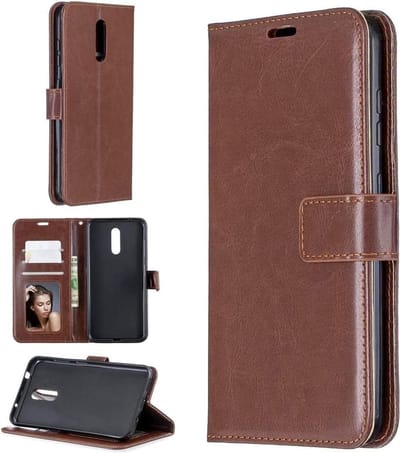 Bookcase Geschikt voor: Nokia 3.1 - Bruin - portemonnee hoesje