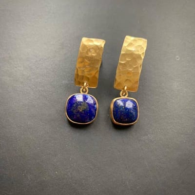 Boucles d'oreilles pendantes carrées en Lapis-lazuli style Bohème Style Rétro Bijoux Dorés pour Femmes gray
