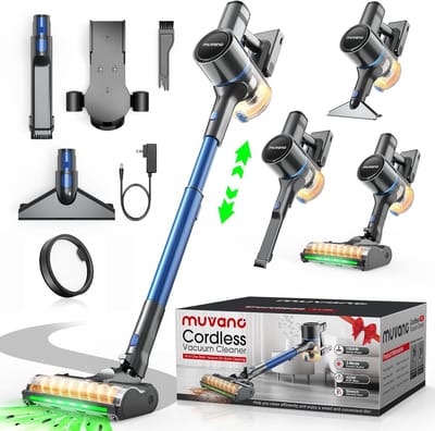 Muvang Steelstofzuiger Draadloos - Steelstofzuiger- 500W - HEPA Filter - Kruimeldief - Op Accu-Zonder Zak - Vacuum Cleaner-Blauw-moederdag