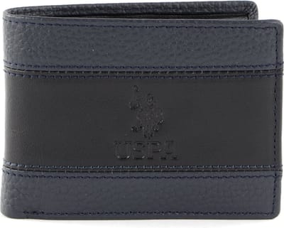 U.S. POLO ASSN. Leren Portemonnee Horizontal Wallet with Coin and Flap Blue Blauw