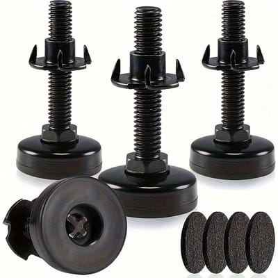 Lot de 4 pieds de nivellement réglables, pieds de nivellement pour meubles, pieds de table, pieds de nivellement robustes pour armoires, canapés, jeu d'écrous à filetage en T, grande base noire 4pcs