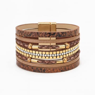 Sorprese armband - Earth Brown - armband dames - wikkelarmband - cadeau - Model G