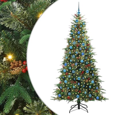 vidaXL - Kunstmatige - Hinged - Kerstboom - met - 300 - LED - Groen - 210 - cm - PE - en - PVC