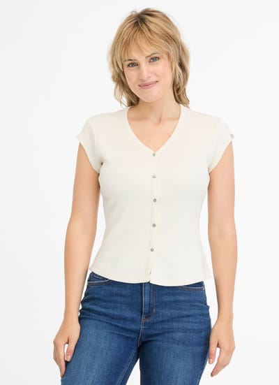 Shirt nomera beige knoopjes Ragwear - maat XL